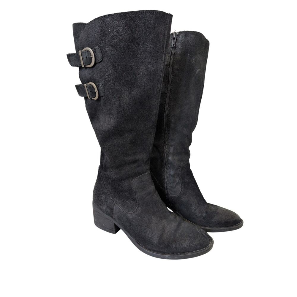 Born Bley Boot Black Suede Size 6.5